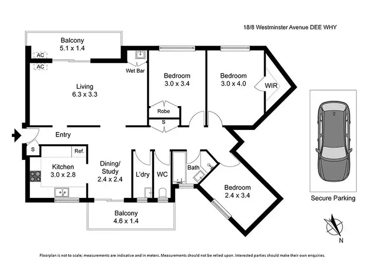 Floorplan of Homely apartment listing, 18/8 Westminster Avenue, Dee Why NSW 2099