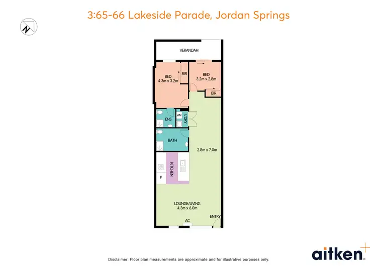 Floorplan of Homely apartment listing, Level 1/3/56 Lakeside Parade, Jordan Springs NSW 2747