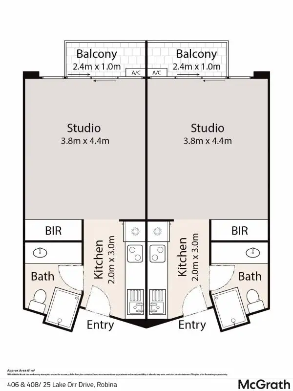 Floorplan of Homely unit listing, 406-408/25 Lake Orr Drive, Robina QLD 4226