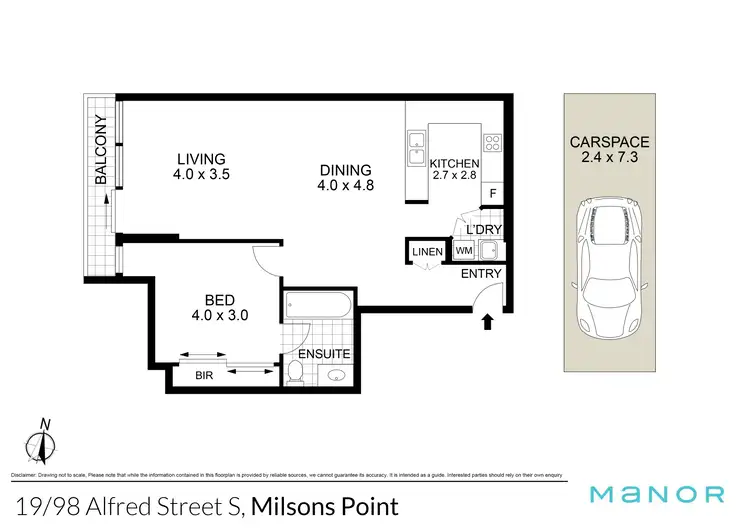 Floorplan of Homely unit listing, 19/98 Alfred Street South, Milsons Point NSW 2061