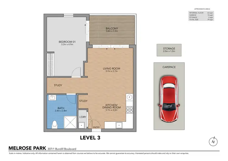 Floorplan of Homely apartment listing, 307/3 Bundil Boulevard, Melrose Park NSW 2114