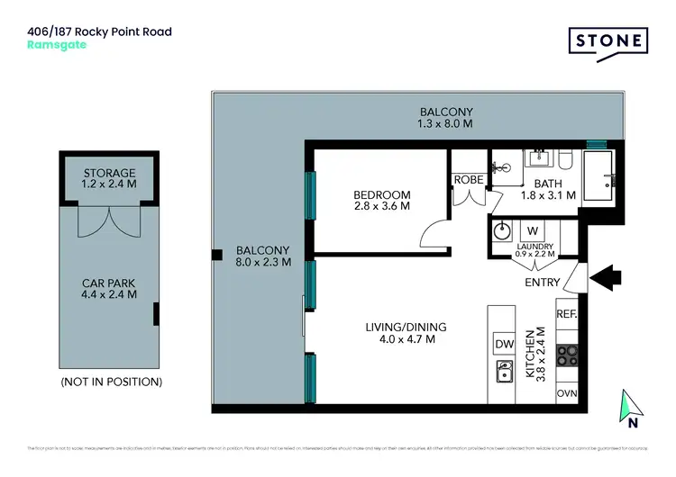 Floorplan of Homely unit listing, 406/187 Rocky Point Road, Ramsgate NSW 2217