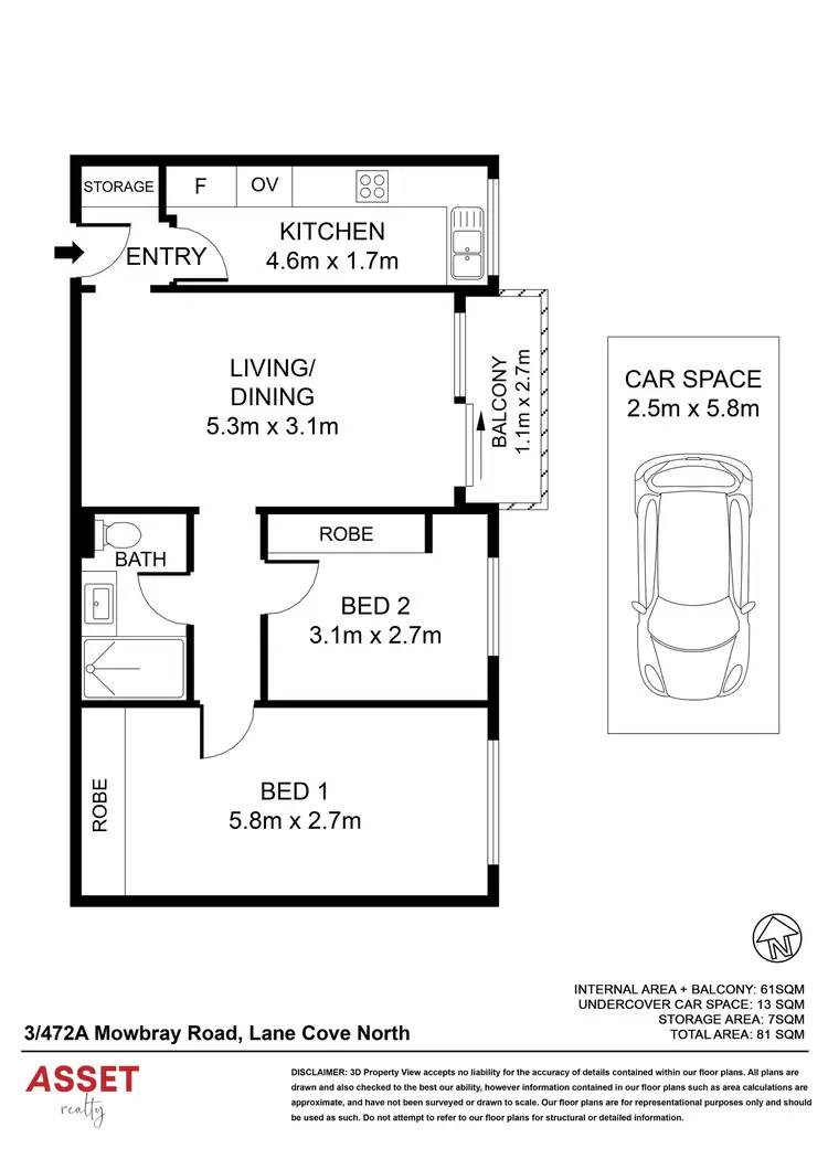 Floorplan of Homely apartment listing, 3/472A Mowbray Road, Lane Cove North NSW 2066