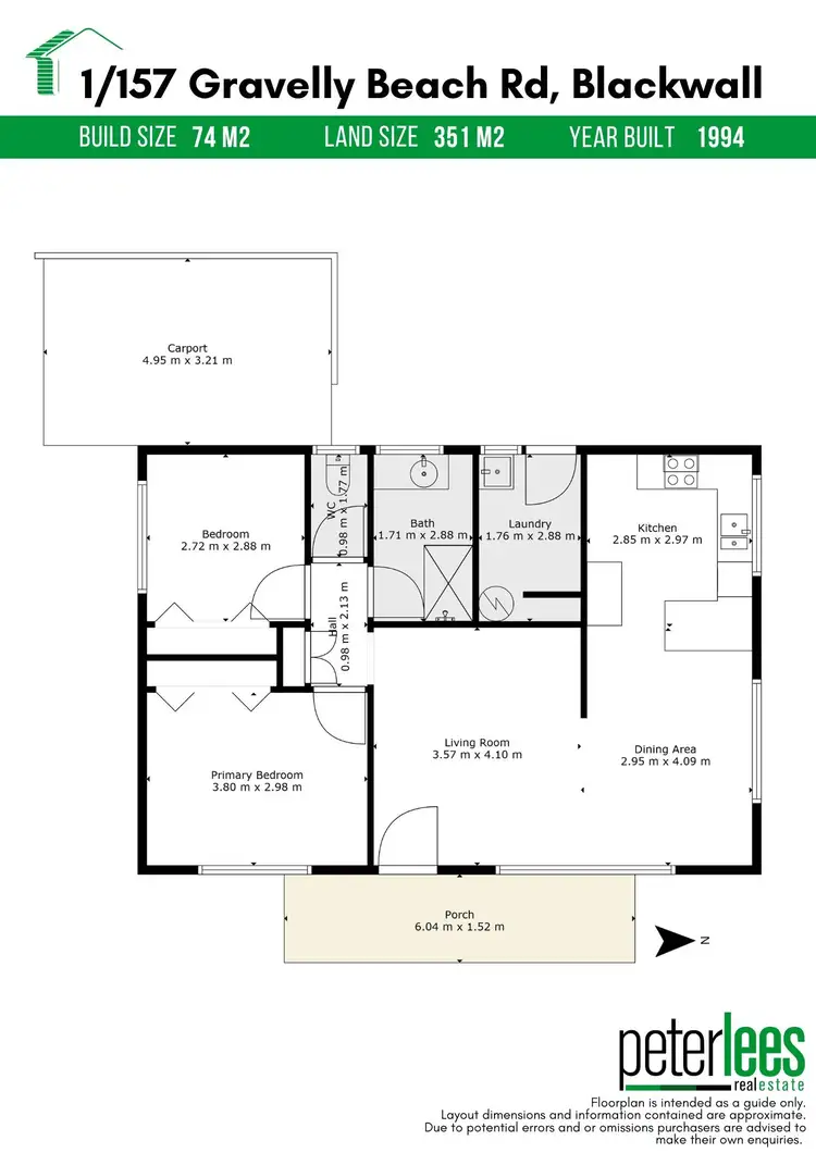 Floorplan of Homely unit listing, 1/157 Gravelly Beach Road, Blackwall TAS 7275