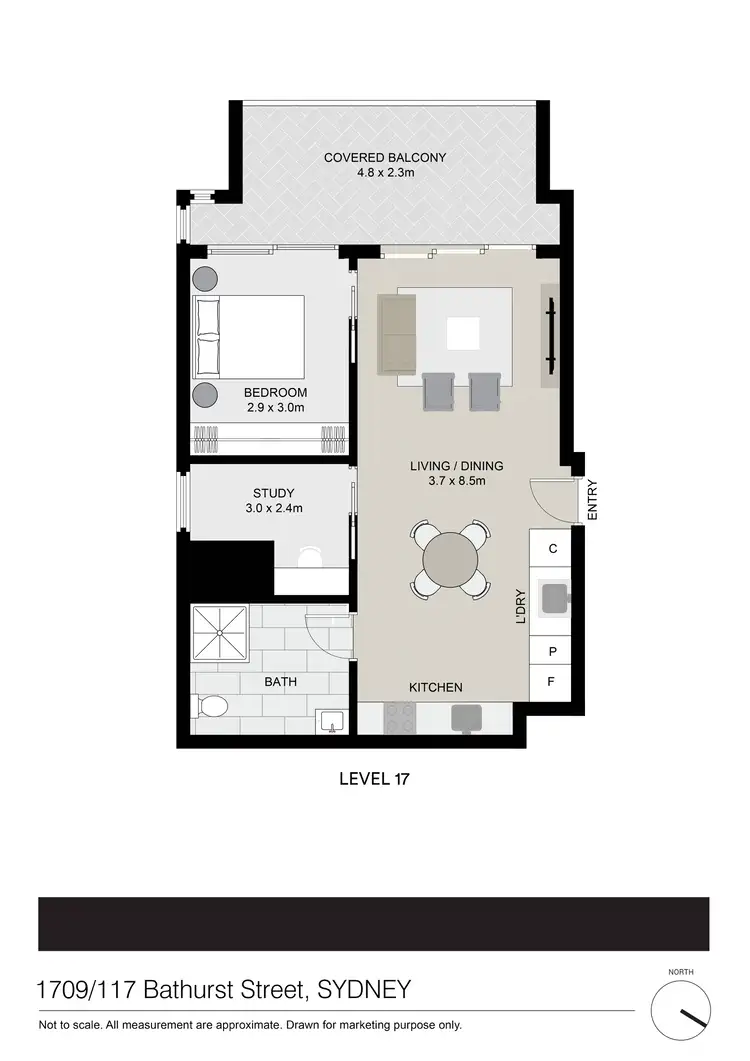Floorplan of Homely apartment listing, 1709/117 Bathurst Street, Sydney NSW 2000