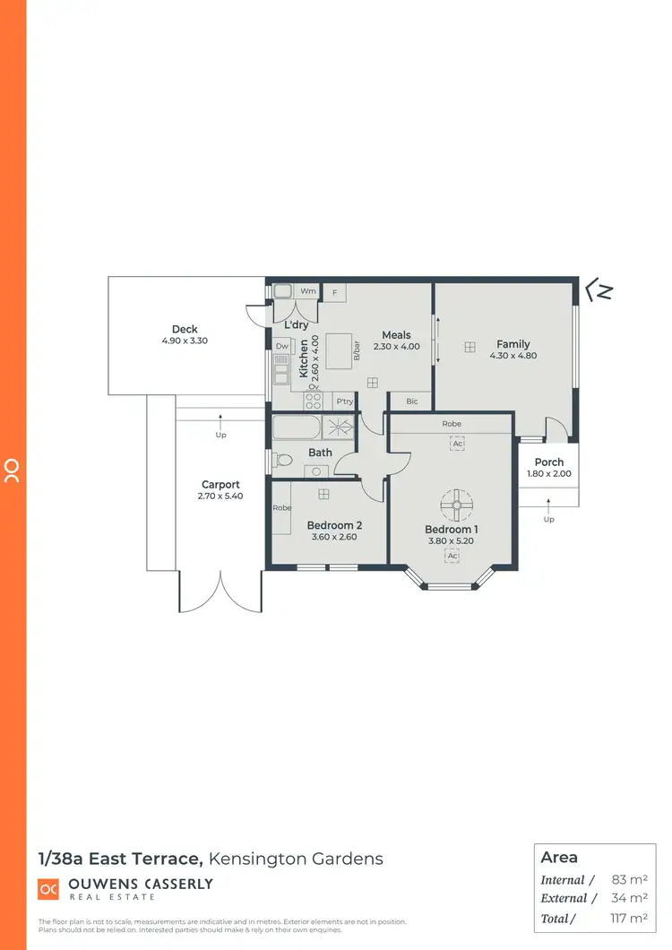 Floorplan of Homely unit listing, 1/38A East Terrace, Kensington Gardens SA 5068