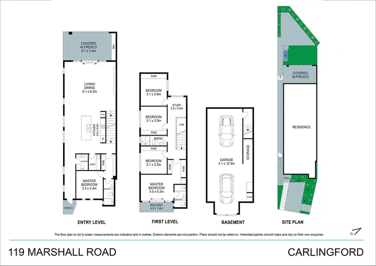 Floorplan of Homely semi-detached listing, 119 Marshall Road, Carlingford NSW 2118