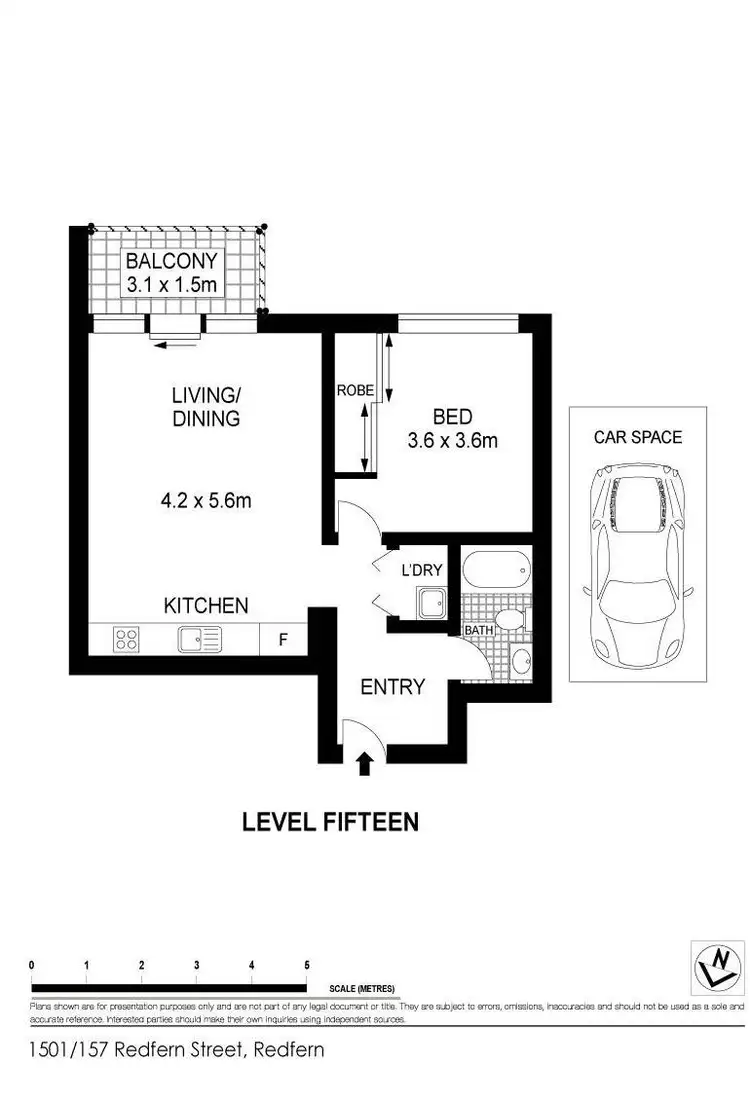 Floorplan of Homely apartment listing, 1501/157 Redfern Street, Redfern NSW 2016