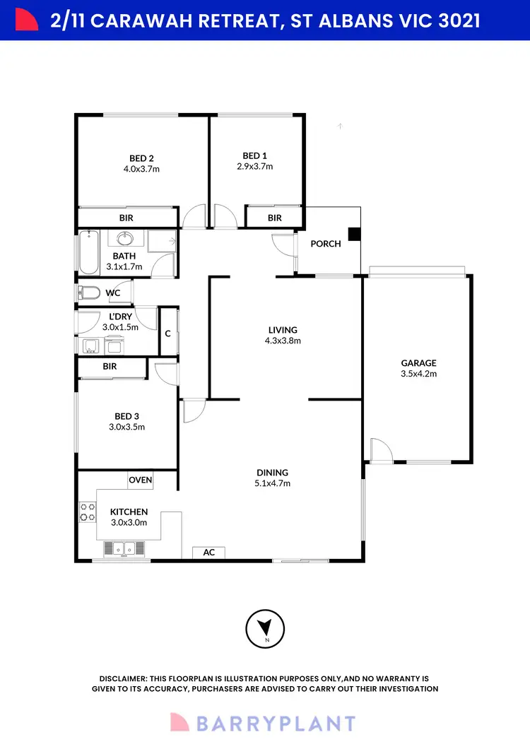 Floorplan of Homely house listing, 2/11 Carawah Retreat, St Albans VIC 3021