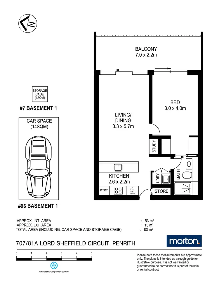 Floorplan of Homely unit listing, 707/81A Lord Sheffield Circuit, Penrith NSW 2750