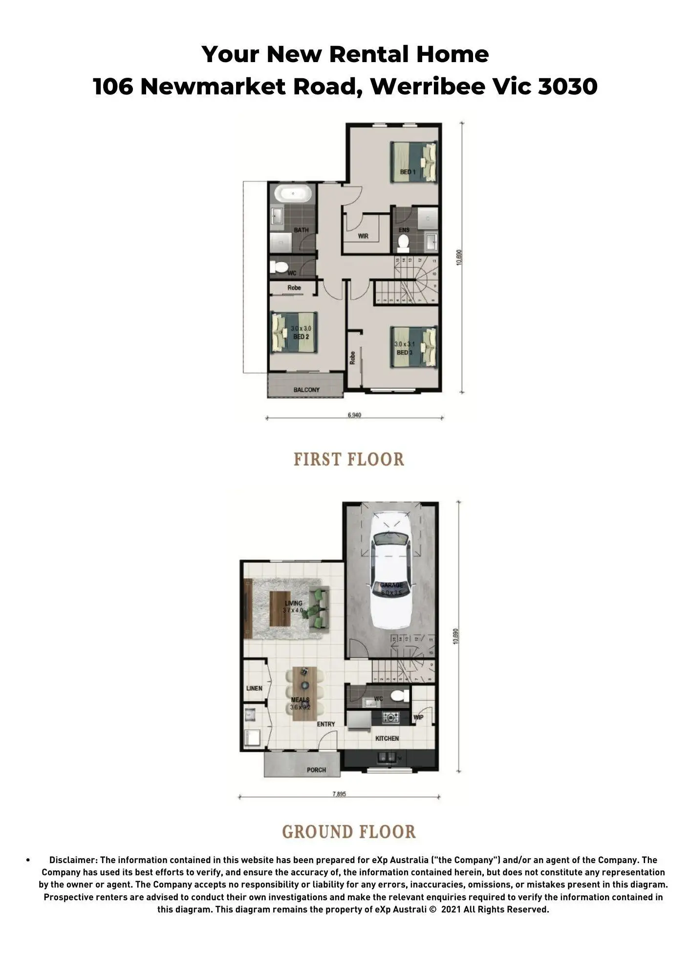 Floorplan of Homely townhouse listing, 106 Newmarket Road, Werribee VIC 3030