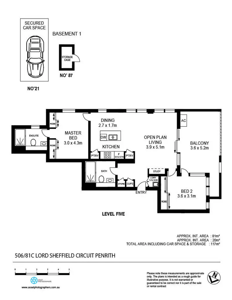 Floorplan of Homely unit listing, 506/81C Lord Sheffield Circuit, Penrith NSW 2750
