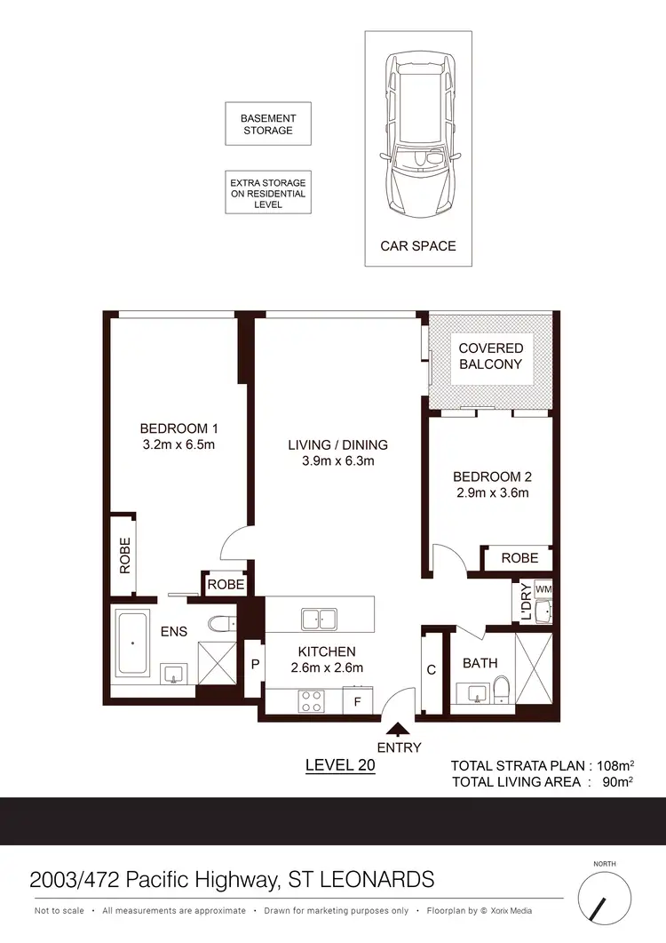 Floorplan of Homely apartment listing, 2003/472 Pacific Highway, St Leonards NSW 2065