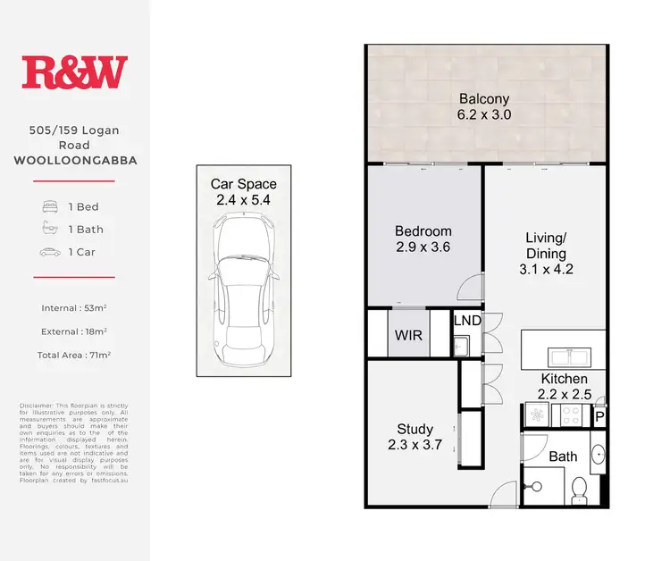 Floorplan of Homely apartment listing, 505/159 Logan Road, Woolloongabba QLD 4102