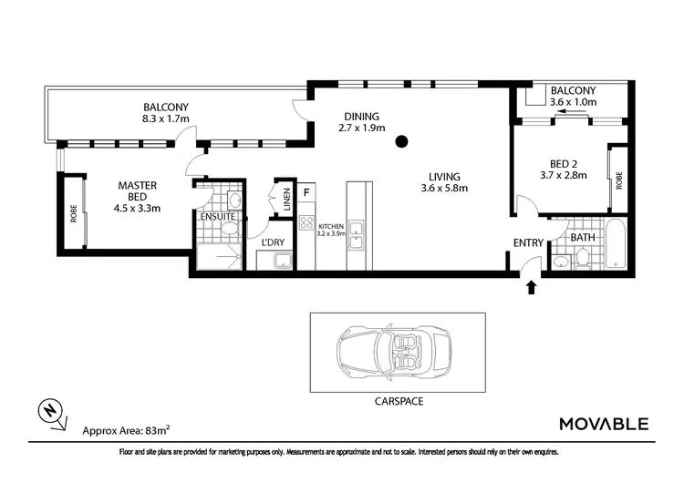 Floorplan of Homely apartment listing, 4403/25 Beresford Street, Newcastle West NSW 2302