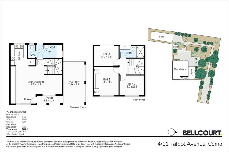 Floorplan of Homely townhouse listing, 4/11 Talbot Avenue, Como WA 6152