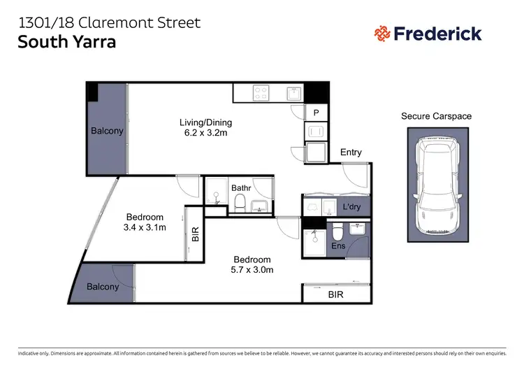 Floorplan of Homely apartment listing, 1301/18 Claremont Street, South Yarra VIC 3141