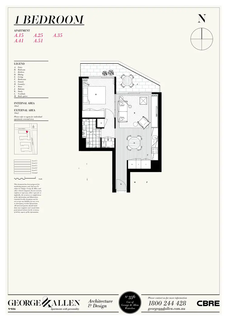 Floorplan of Homely apartment listing, A25/356 George Street, Waterloo NSW 2017