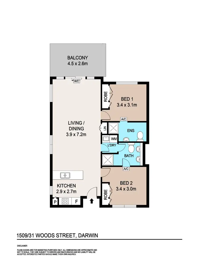 Floorplan of Homely unit listing, 1509/31 Woods Street, Darwin City NT 800