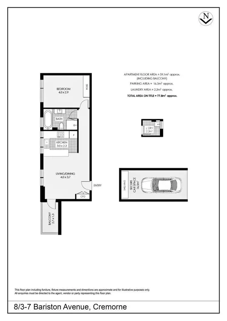 Floorplan of Homely unit listing, 8/3-7 Bariston Avenue, Cremorne NSW 2090