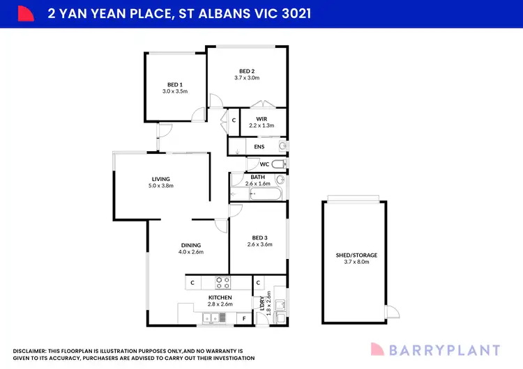 Floorplan of Homely house listing, 2 Yan Yean Place, St Albans VIC 3021
