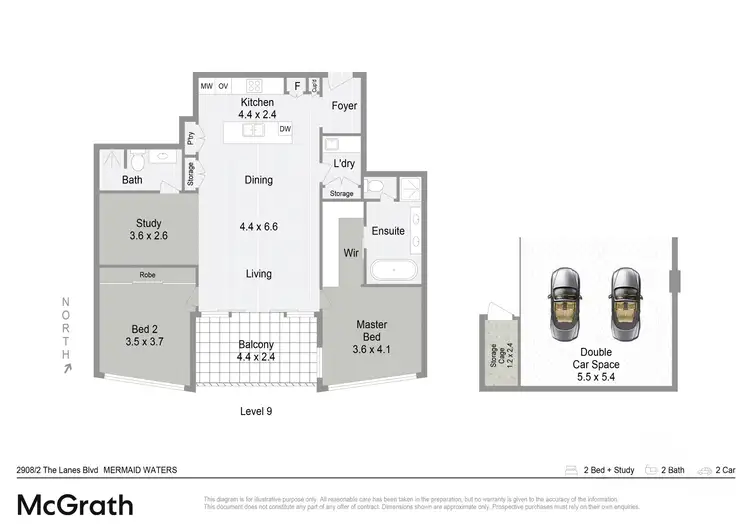 Floorplan of Homely unit listing, 2908/2 The Lanes Boulevard, Mermaid Waters QLD 4218