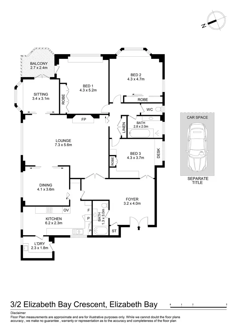 Floorplan of Homely apartment listing, 3/2 Elizabeth Bay Crescent, Elizabeth Bay NSW 2011