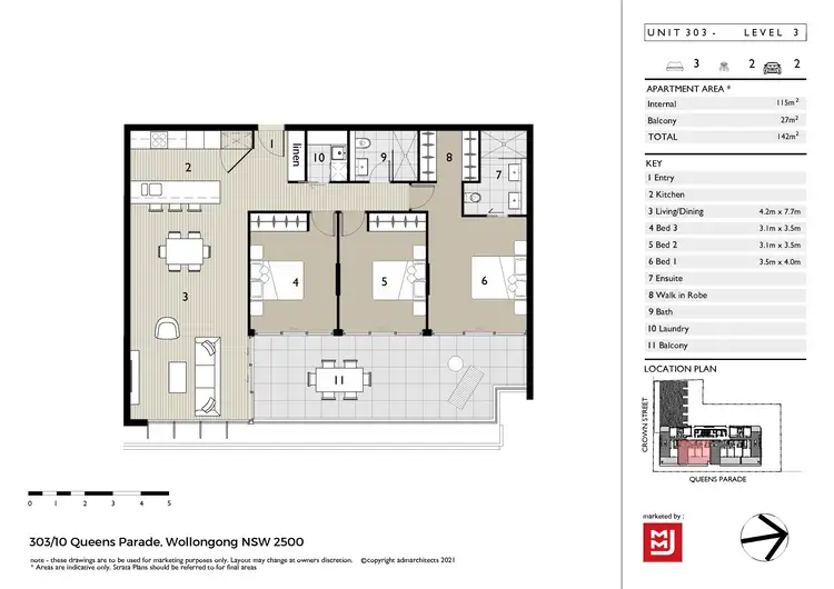 Floorplan of Homely unit listing, 3-03/10 Queens Parade, Wollongong NSW 2500