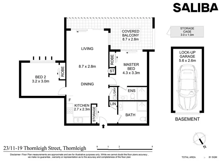 Floorplan of Homely unit listing, 23/11-19 Thornleigh Street, Thornleigh NSW 2120