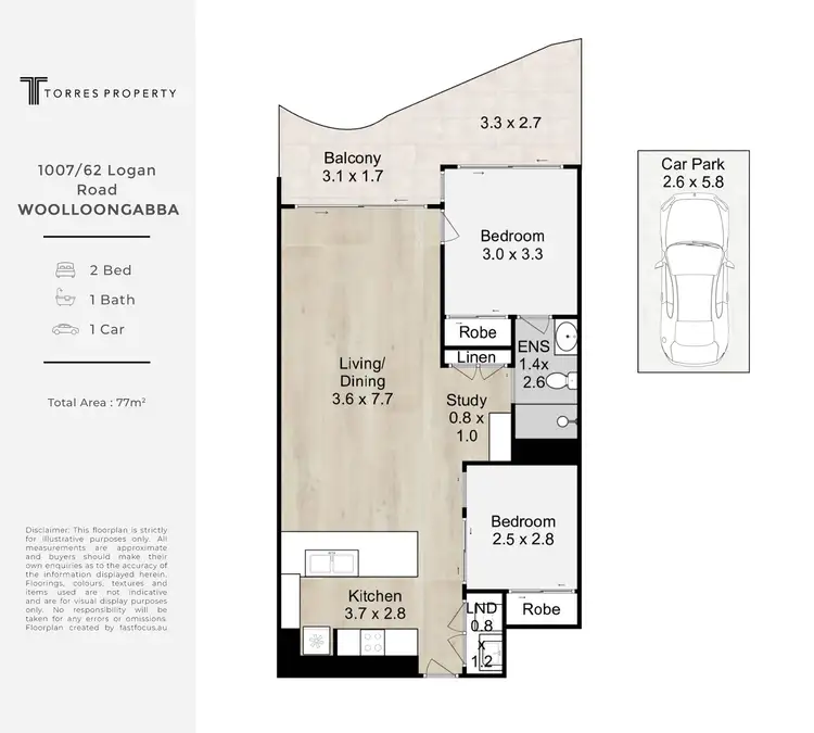 Floorplan of Homely apartment listing, 1007/62 Logan Road, Woolloongabba QLD 4102