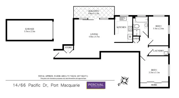 Floorplan of Homely unit listing, 14/66 Pacific Drive, Port Macquarie NSW 2444