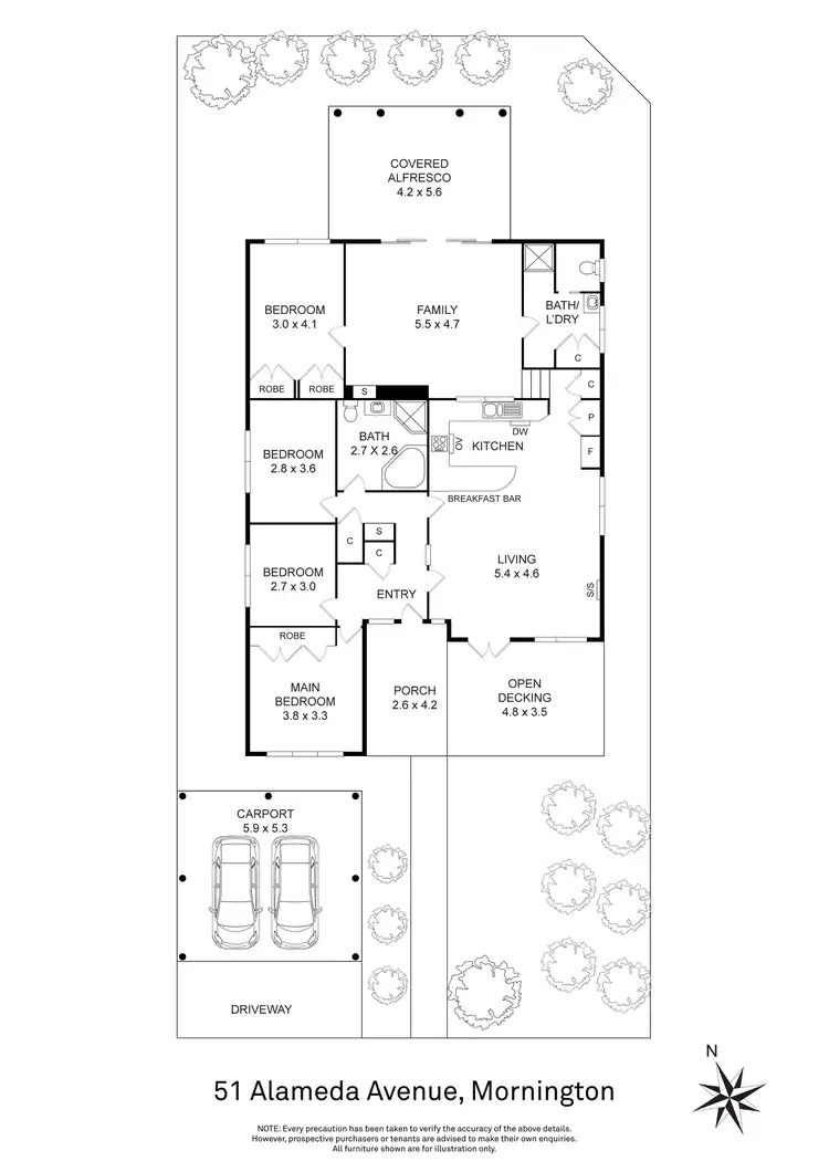 Floorplan of Homely house listing, 51 Alameda Avenue, Mornington VIC 3931