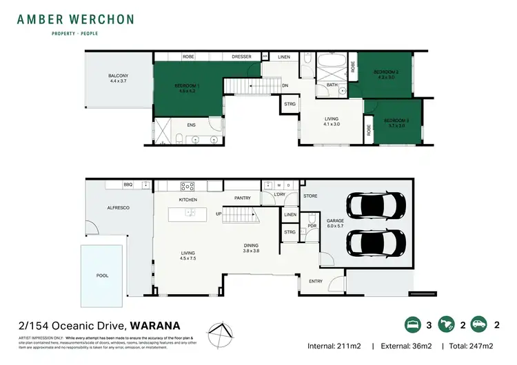 Floorplan of Homely semi-detached listing, 2/154 Oceanic Drive, Warana QLD 4575