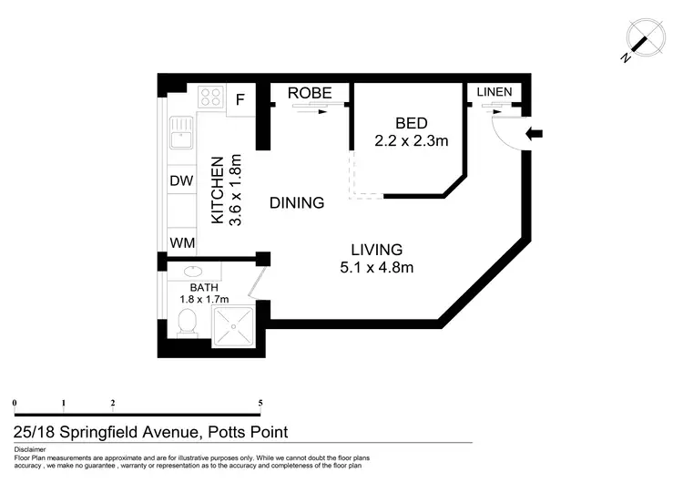 Floorplan of Homely studio listing, 25/18 Springfield Avenue, Potts Point NSW 2011