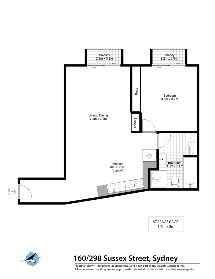 Floorplan of Homely apartment listing, 160/298-304 Sussex Street, Sydney NSW 2000