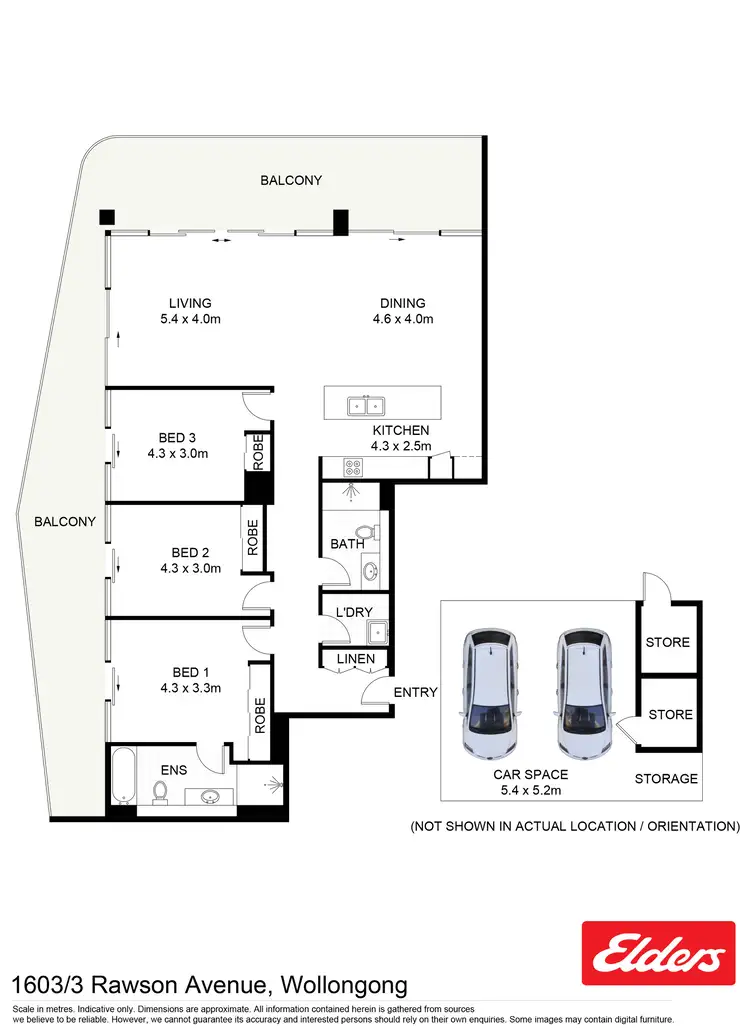 Floorplan of Homely unit listing, 1603/3 Rawson Street, Wollongong NSW 2500