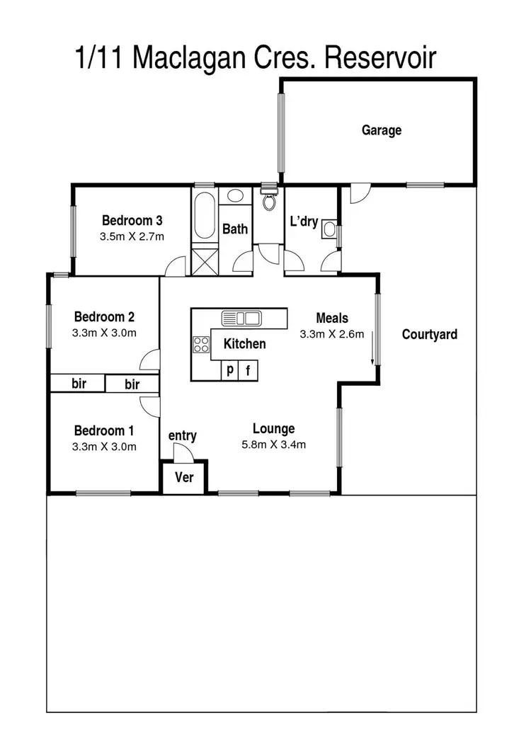 Floorplan of Homely unit listing, 1/11 Maclagan Crescent, Reservoir VIC 3073
