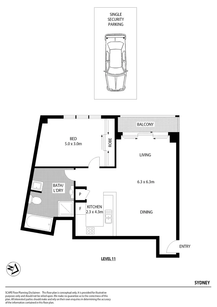 Floorplan of Homely apartment listing, 253/298-304 Sussex Street, Sydney NSW 2000