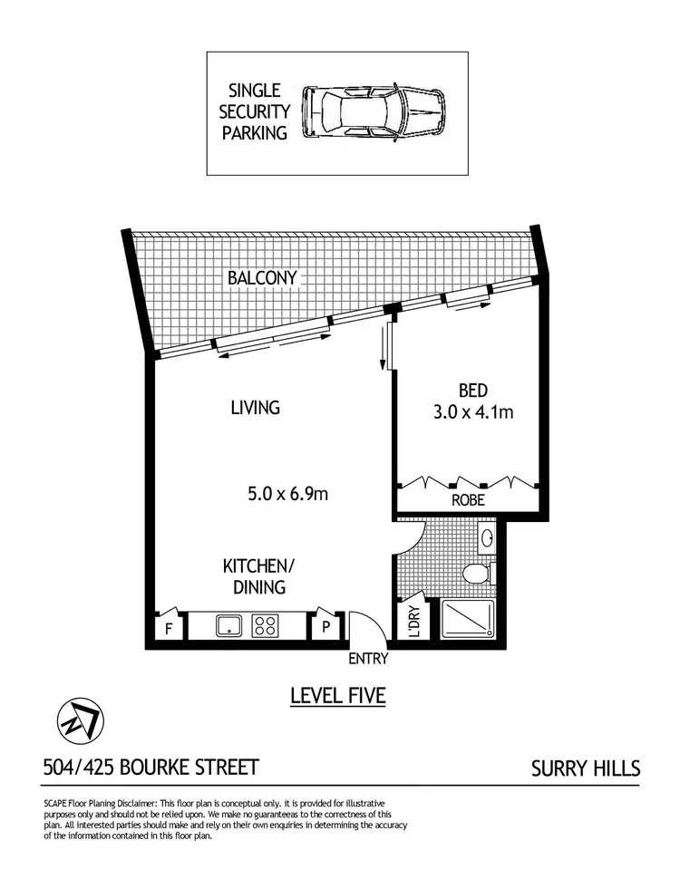 Floorplan of Homely apartment listing, 504/425 Bourke Street, Surry Hills NSW 2010