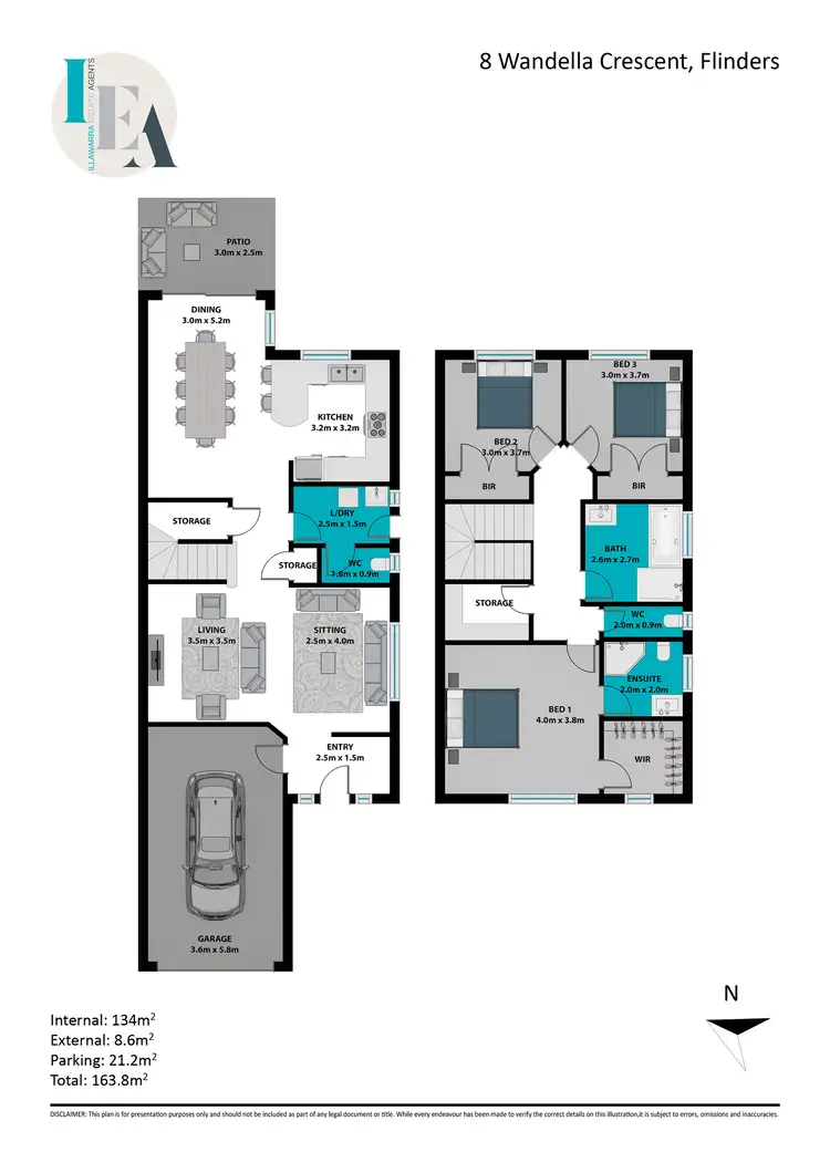 Floorplan of Homely townhouse listing, 8 Wandella Crescent, Flinders NSW 2529