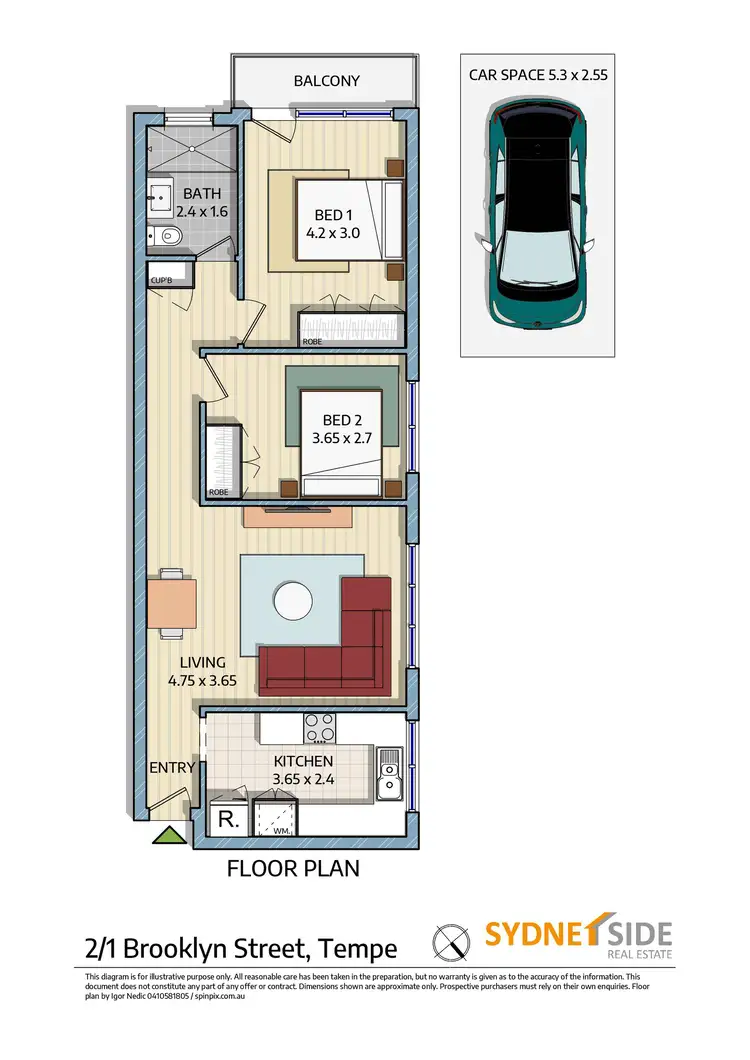Floorplan of Homely apartment listing, 2/1 Brooklyn Street, Tempe NSW 2044