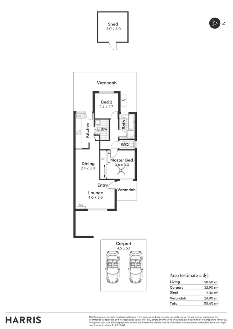 Floorplan of Homely unit listing, 2/8 Cameron Street, Gawler SA 5118