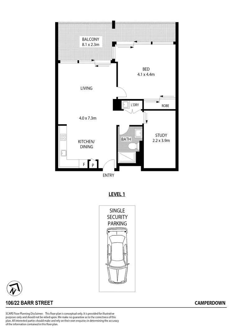 Floorplan of Homely apartment listing, 106/22 Barr Street, Camperdown NSW 2050