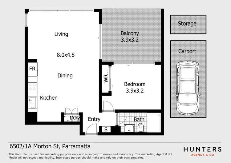 Floorplan of Homely apartment listing, 6502/1A Morton Street, Parramatta NSW 2150