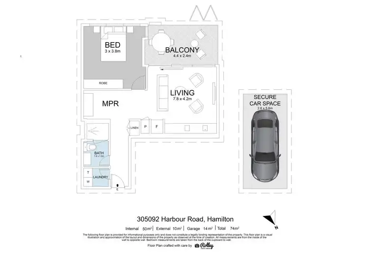 Floorplan of Homely unit listing, 30509/2 Harbour Road, Hamilton QLD 4007
