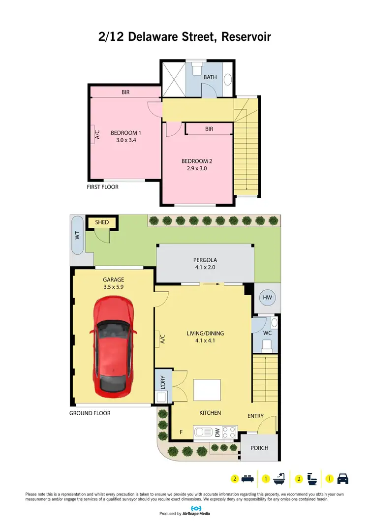Floorplan of Homely townhouse listing, 2/12 Delaware Street, Reservoir VIC 3073