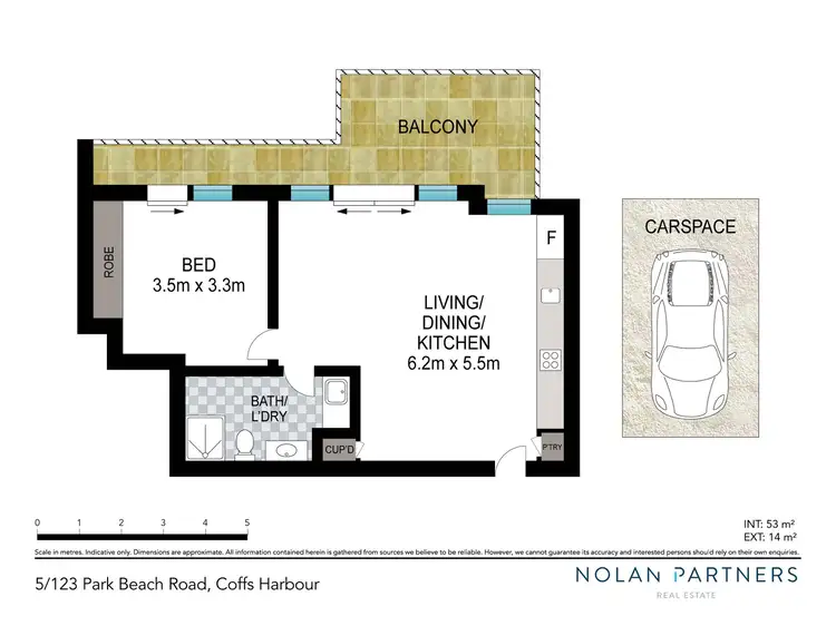 Floorplan of Homely unit listing, 5/123 Park Beach Road, Coffs Harbour NSW 2450