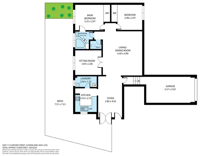 Floorplan of Homely villa listing, 1/14 Oxford Street, Sutherland NSW 2232