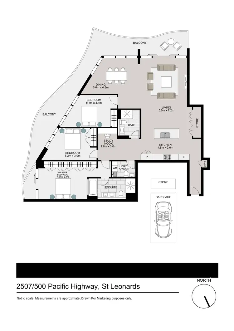 Floorplan of Homely apartment listing, 2507/500 Pacific Highway, St Leonards NSW 2065