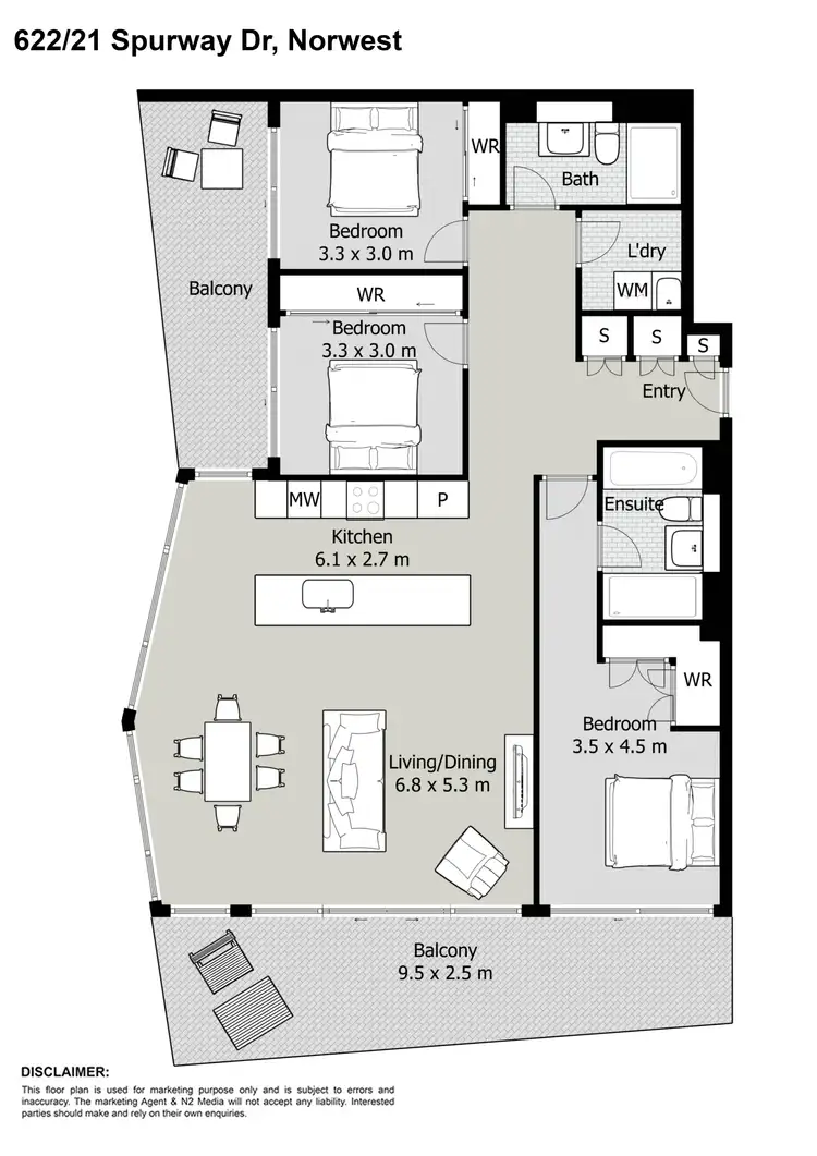 Floorplan of Homely apartment listing, 622/23 Spurway Drive, Norwest NSW 2153